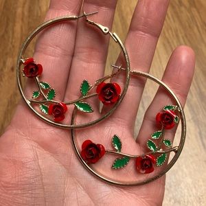 Rose Hoop Earrings